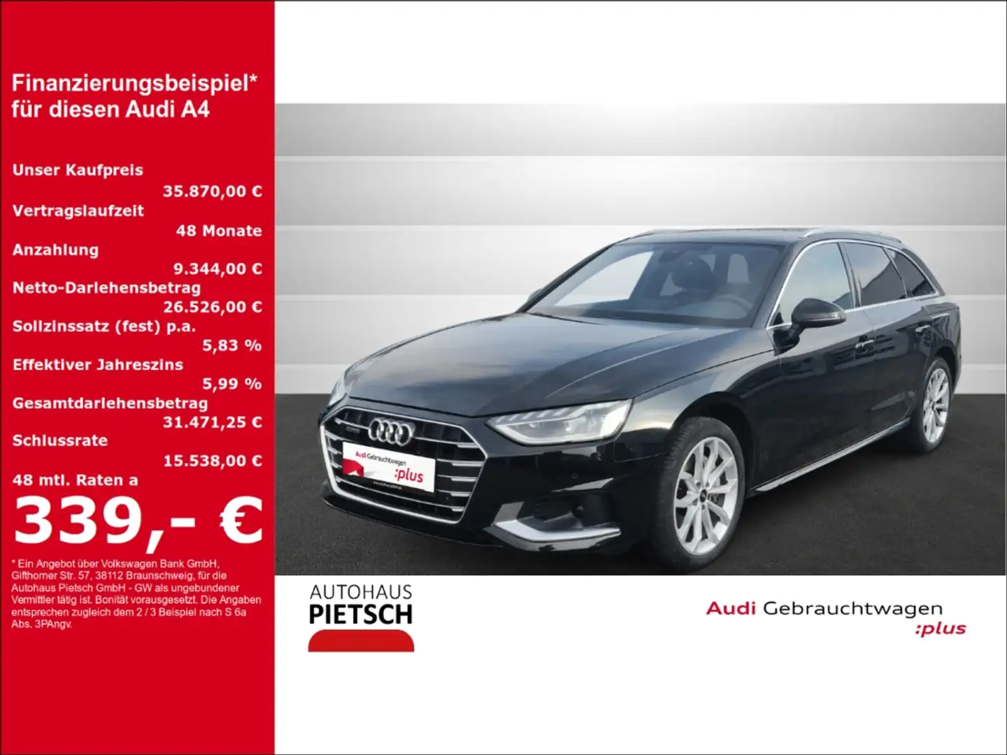 Audi A4 Avant 40 TDI quattro advanced S line AHK ACC Schwarz - 1