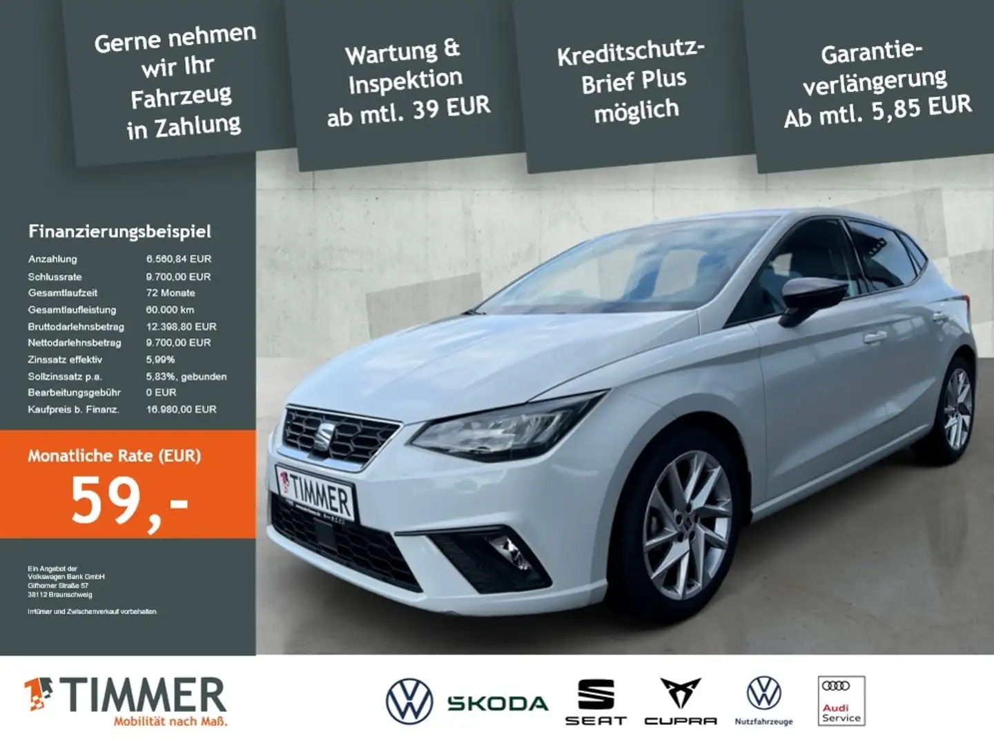 SEAT Ibiza 1.0 TSI FR-LINE *LED *ACC *VIRTUAL *ALU *DAB *CLI Bianco - 2