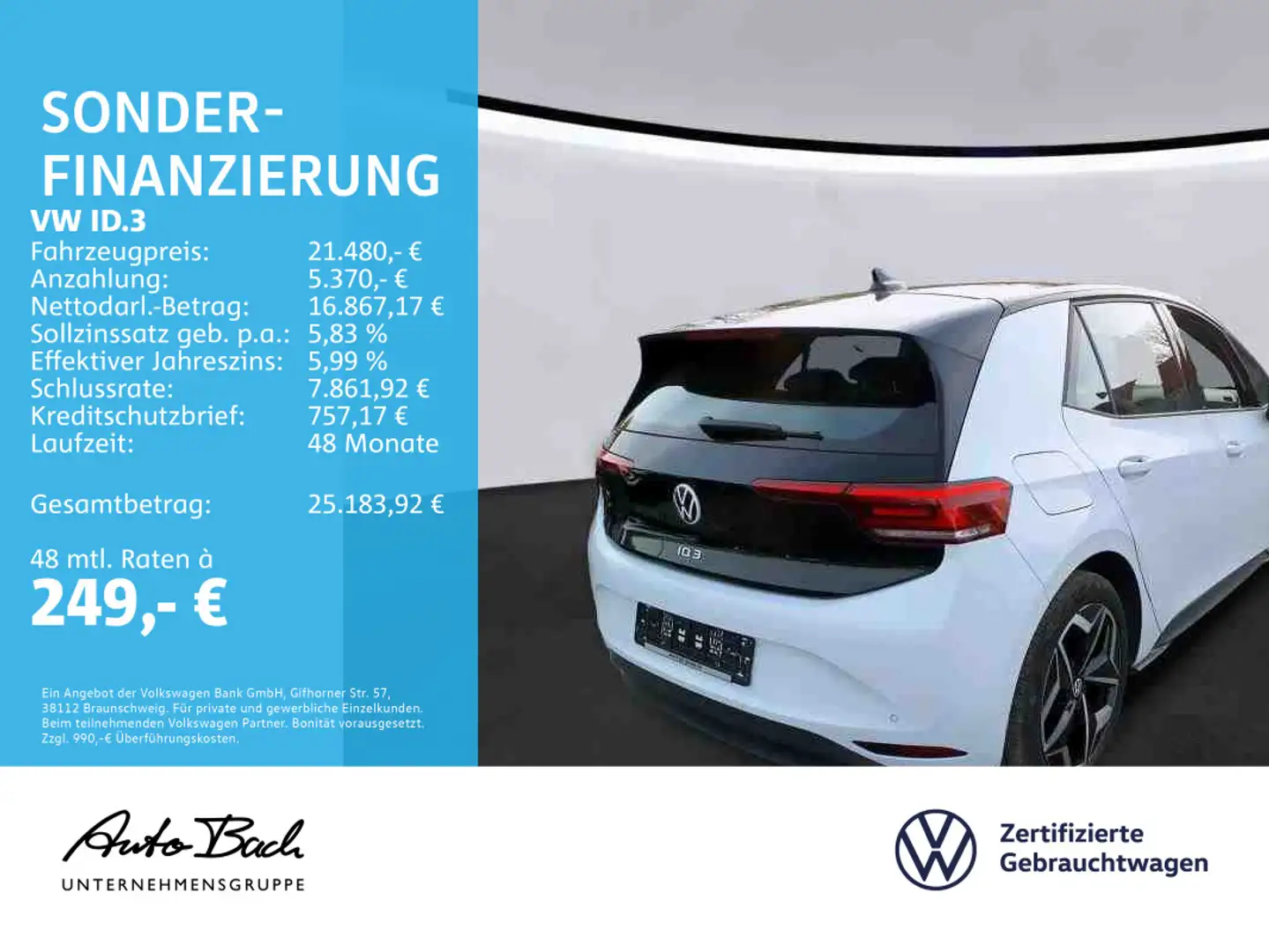 Volkswagen ID.3 Pro Navi LED Standhzg CarPlay ACC EPH Weiß - 2