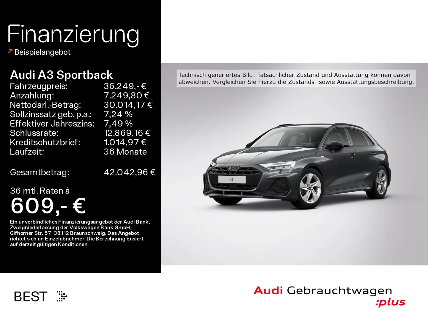 Audi A3 30 TFSI S-LINE*AHK*KAMERA*LED*NAVI- Grau - 1