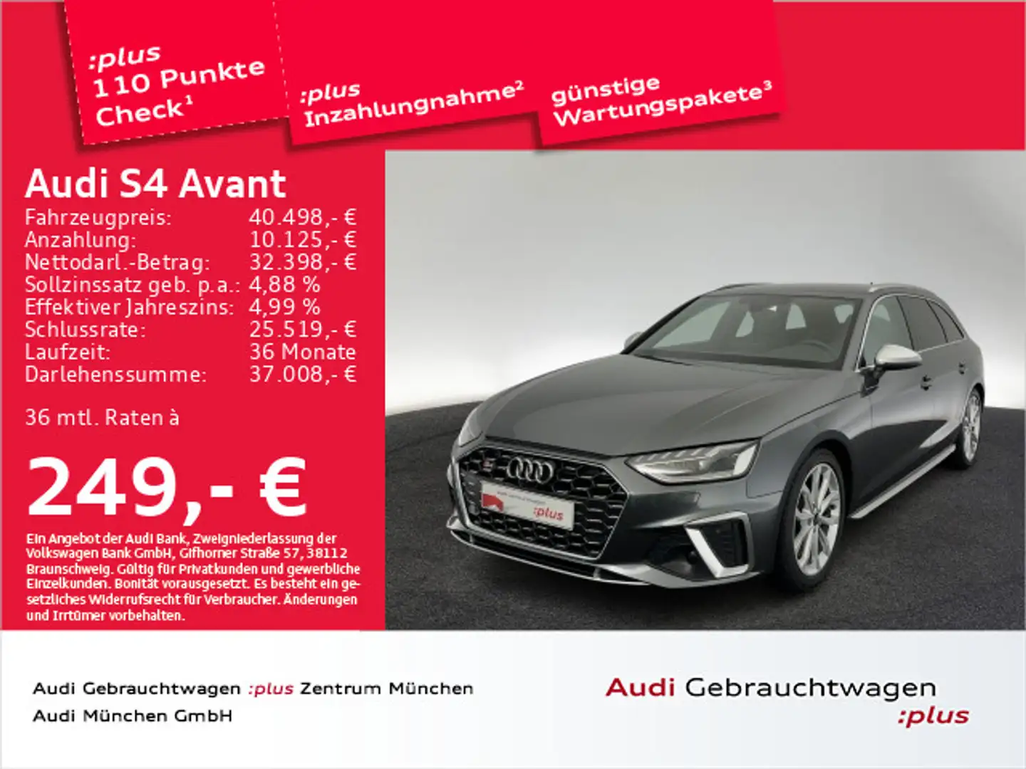 Audi S4 TDI tiptr. Matrix/Kamera/Navi+ Szürke - 1