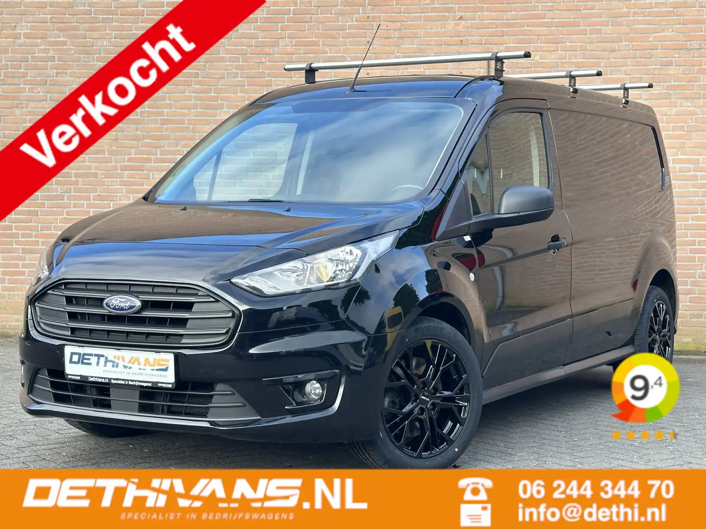 Ford Transit Connect 1.5EcoBlue 100PK Lang / 3-persoons / Euro6 Zwart - 1