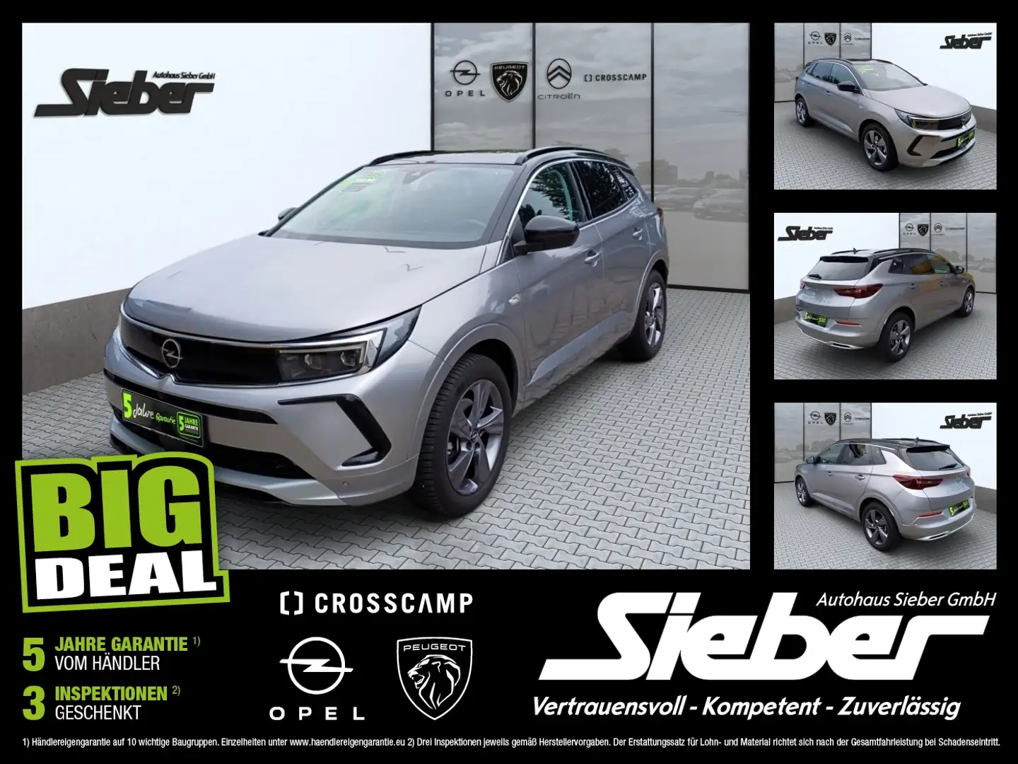 Opel Grandland 1.2 Turbo Elegance Matrix 2xKlima 360 Grau - 1