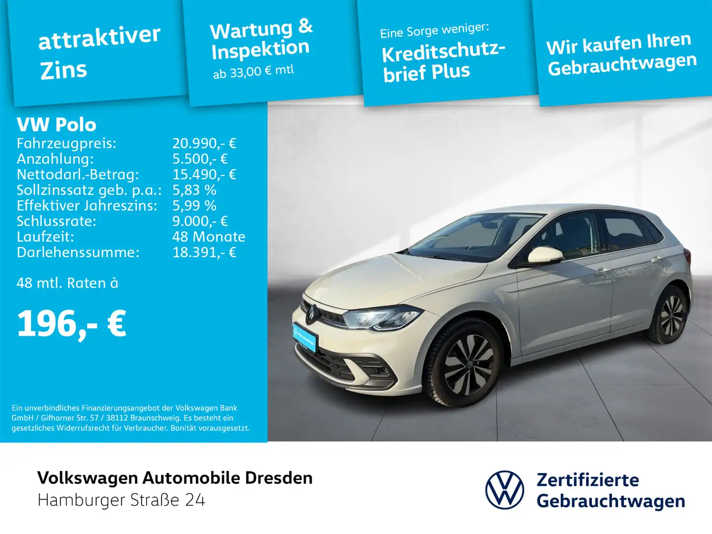 Volkswagen Polo Life 1.0 TSI DSG LED APP PDC TRAVEL Grau - 1