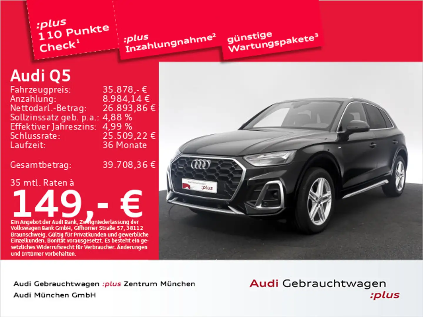 Audi Q5 40 TDI qu. S tronic 2x S line Kamera/AHK/Navi Schwarz - 1