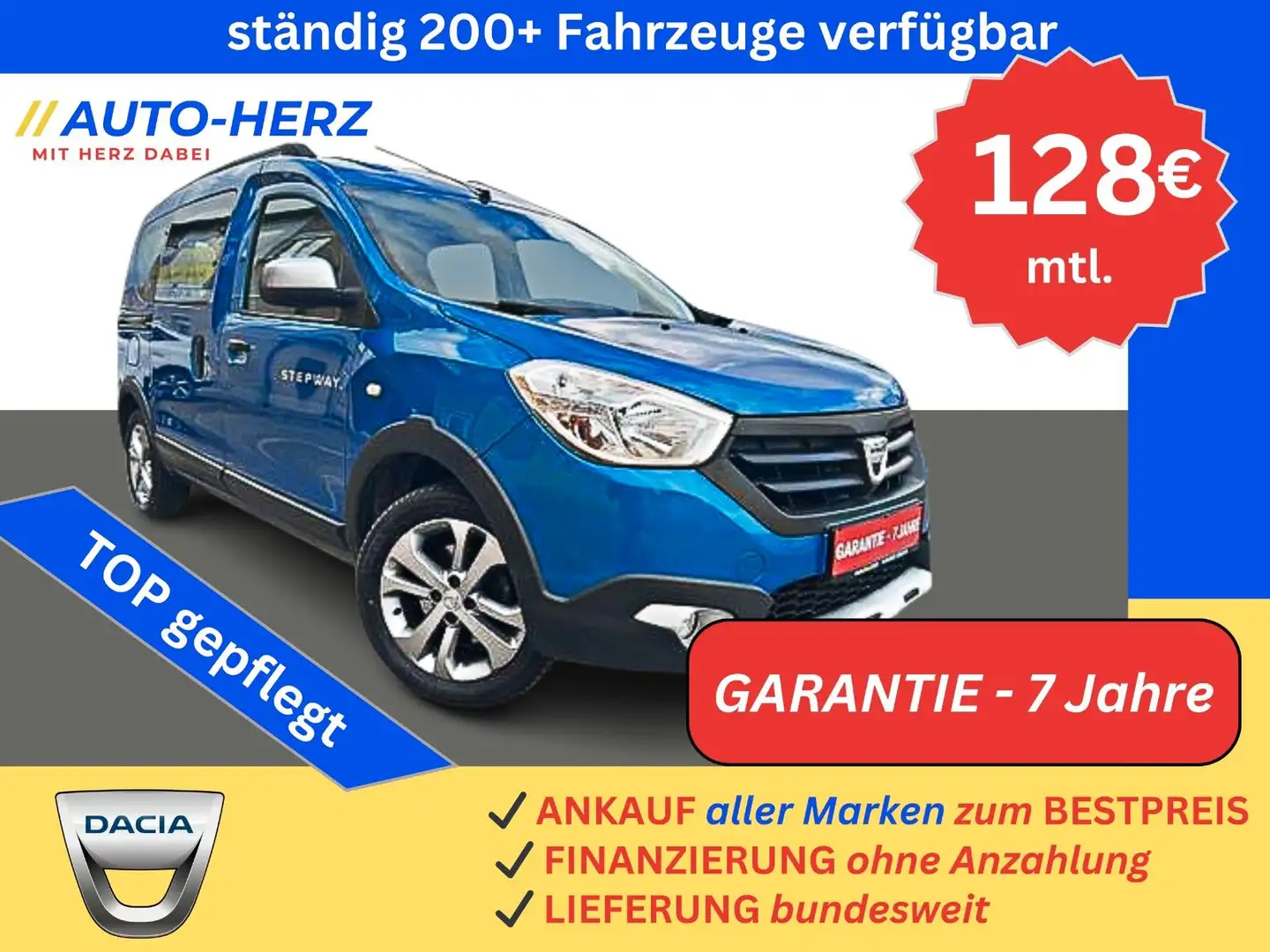 Dacia Dokker Stepway*Sitzhz+PDC+Klima+2x Schiebetüren* Blau - 1
