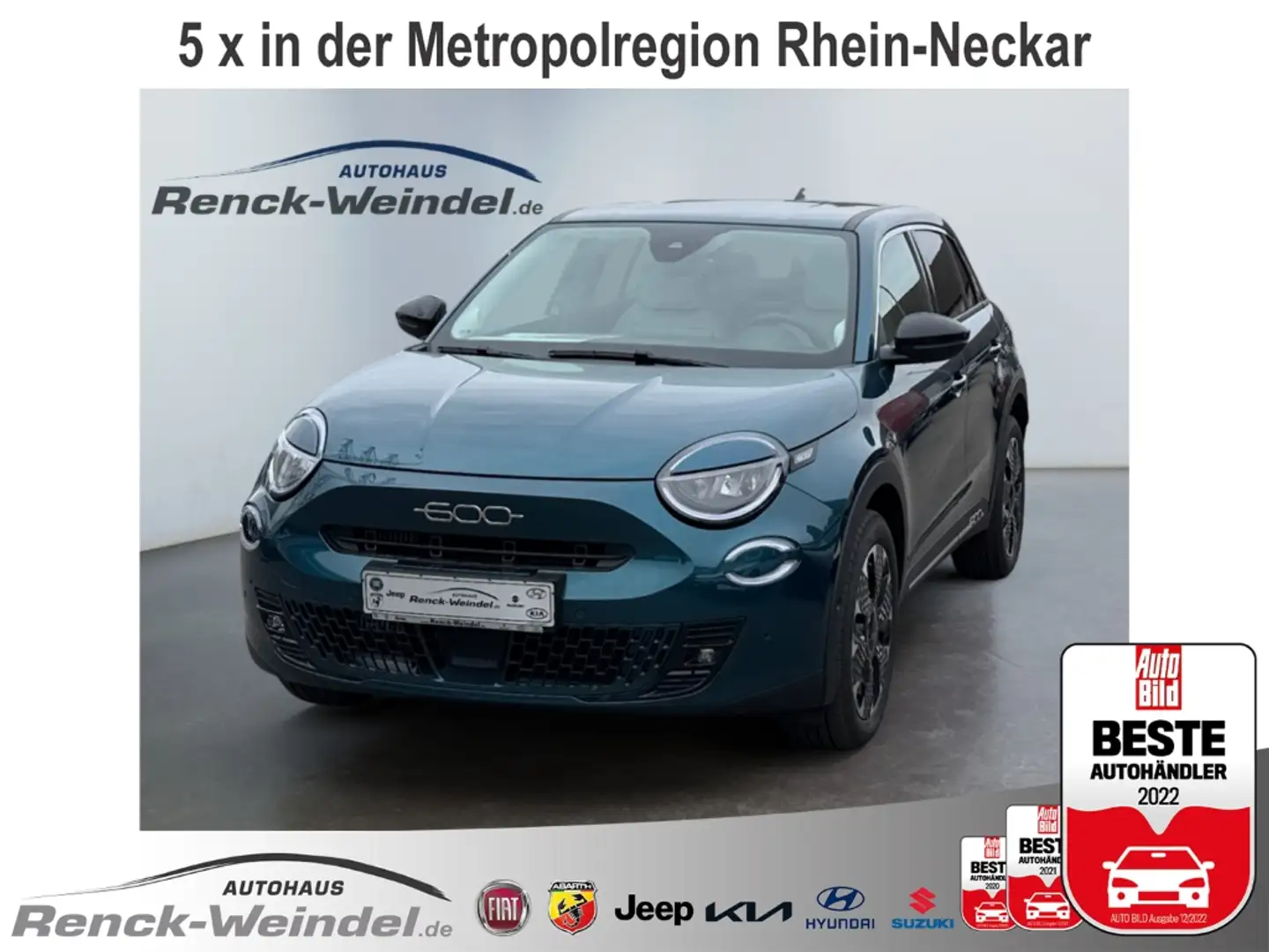 Fiat 600 La Prima 1.2 Navi Klimaautom Rückfahrkam. Leder AC Grün - 1