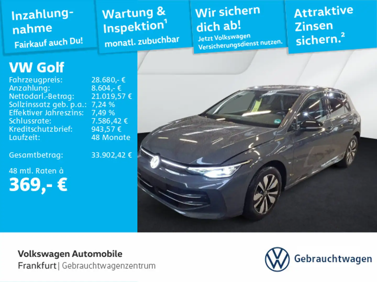 Volkswagen Golf VIII 2.0 TDI DSG Goal Navi DAB+ LEDPlus Fro Grau - 1