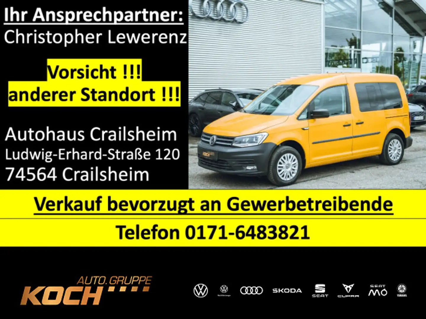 Volkswagen Caddy Trendline 2.0 TDI AHK Xenon Navi Amarillo - 1