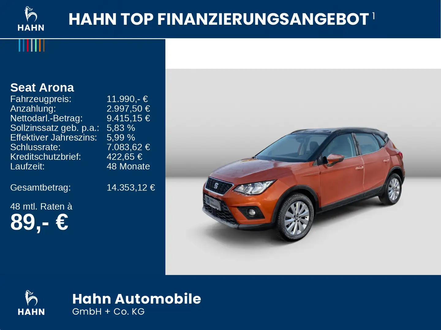 SEAT Arona 1.0 TSI Style DSG Navi PDC Klima Oranje - 2