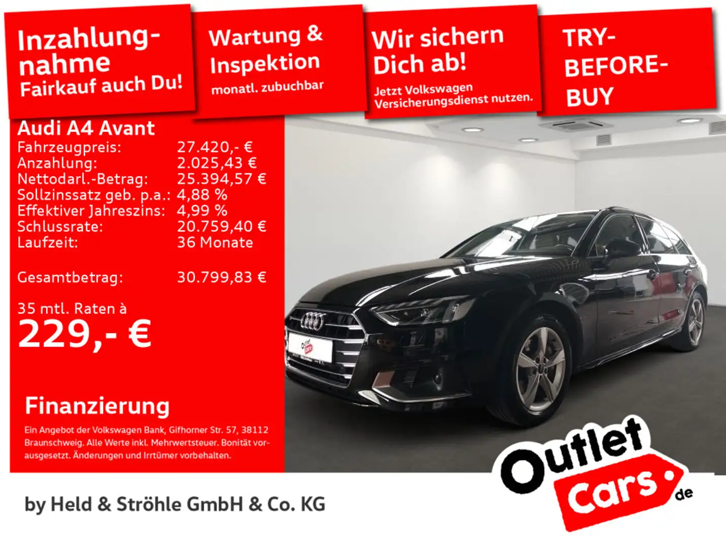Audi A4 advanced 40 TDI HuD LEDER MATRIX NAVI Schwarz - 1