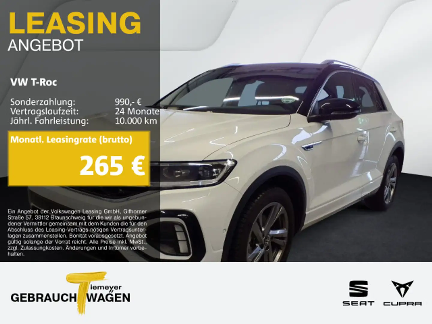 Volkswagen T-Roc 1.5 TSI DSG R-LINE LED+ NAVI KAMERA AHK Weiß - 1