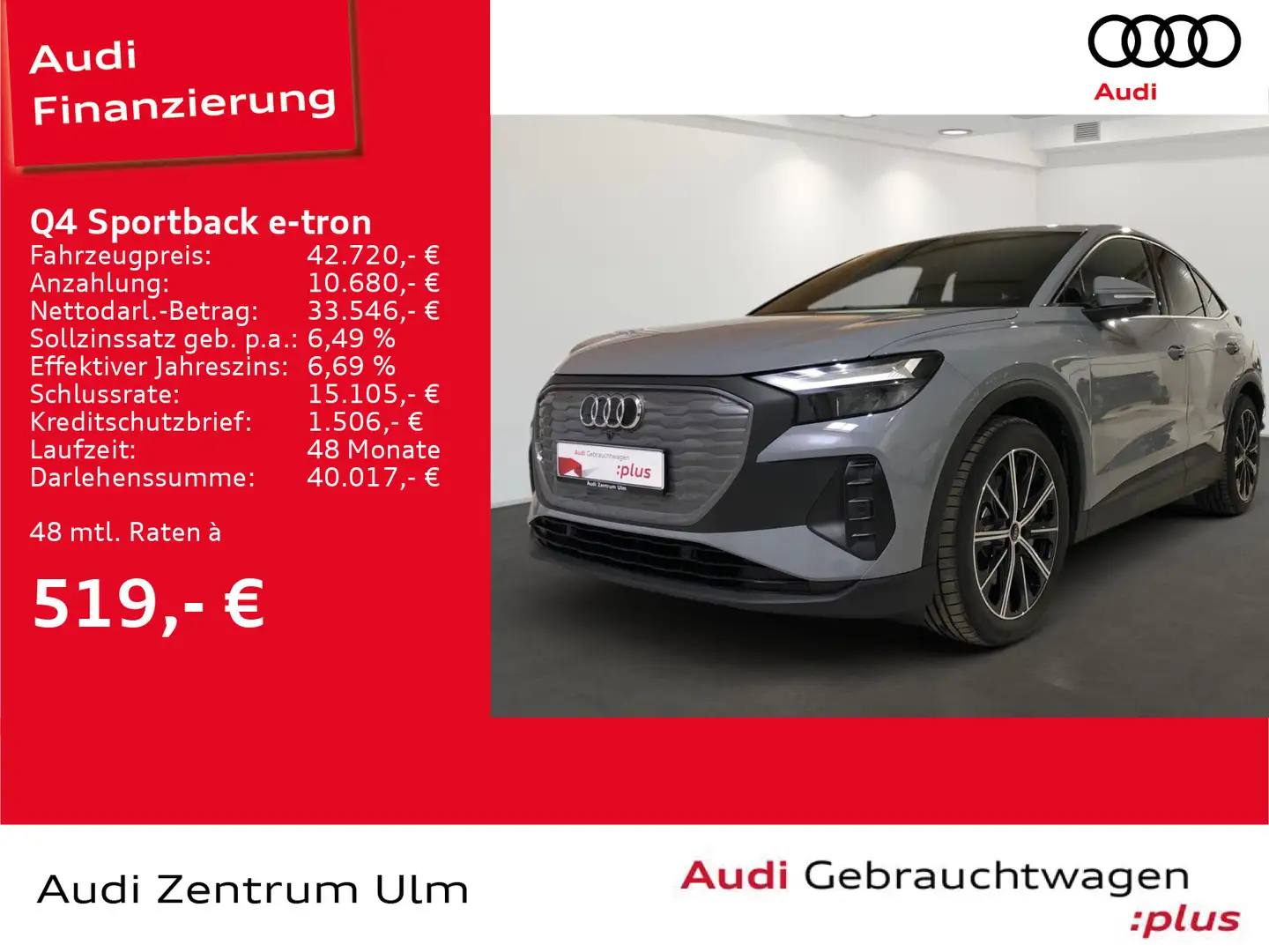 Audi Q4 e-tron Q4 Sportback 45 e-tron AHK NAV+ E-KLAPPE Grijs - 1