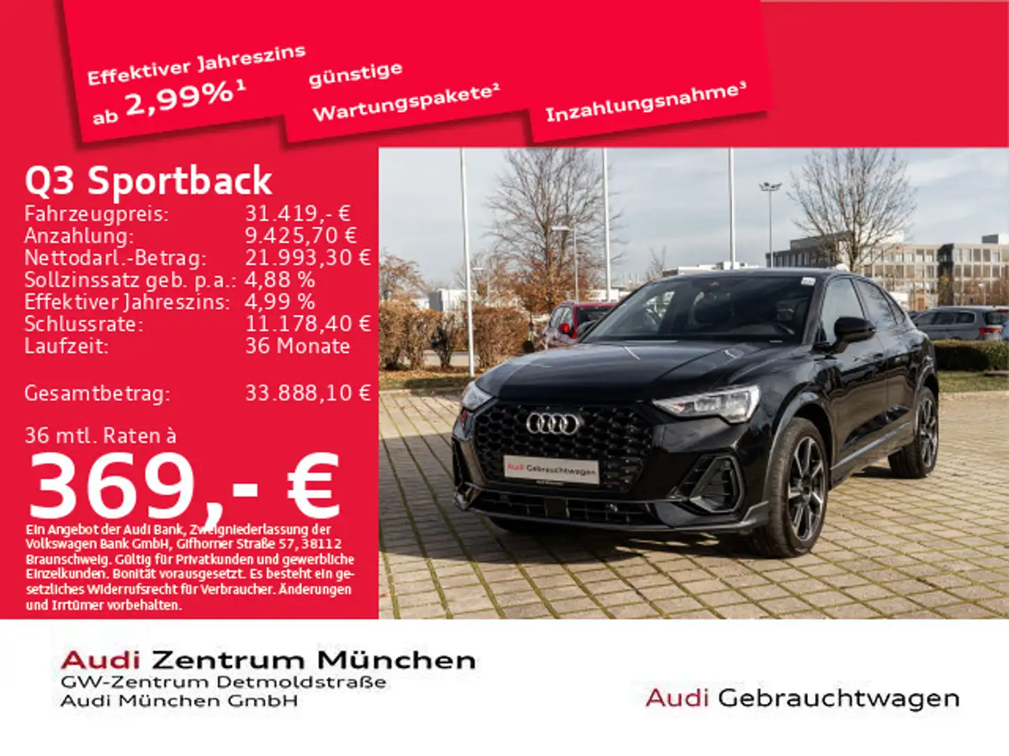 Audi Q3 45 TFSI e S tronic AHK/Virtual/Navi Schwarz - 1