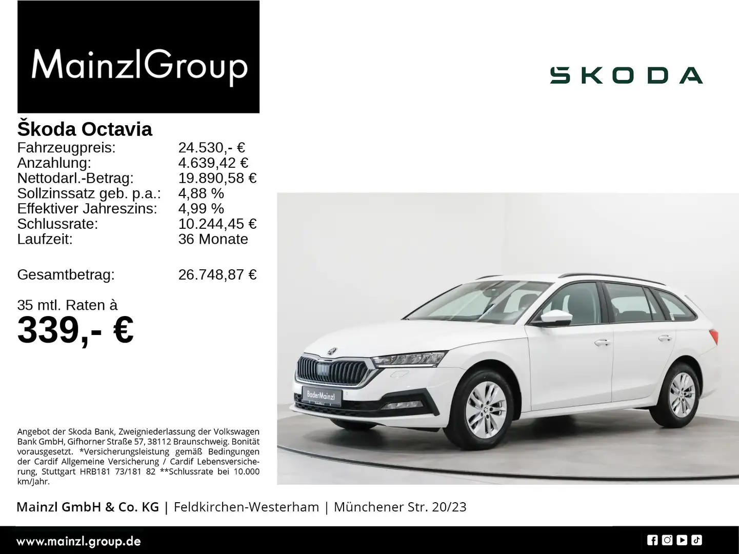 Skoda Octavia Combi 2.0 TDI DSG Ambition PDC SHZ ACC Weiß - 1