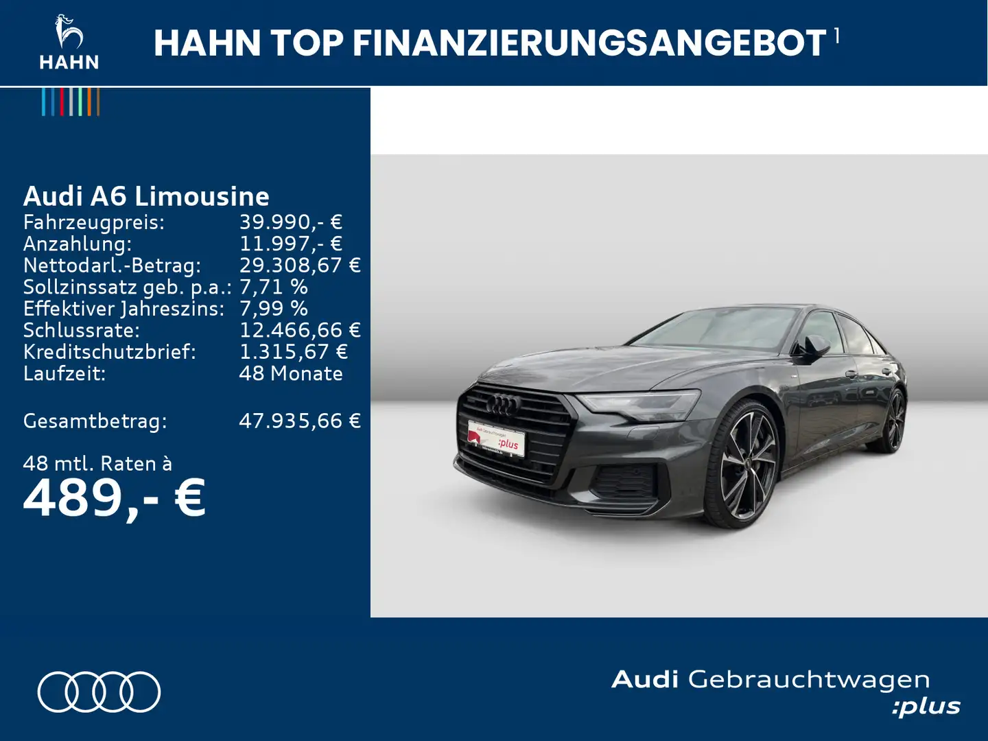 Audi A6 50 TFSIe quattro S tronic sport Cam Grau - 2