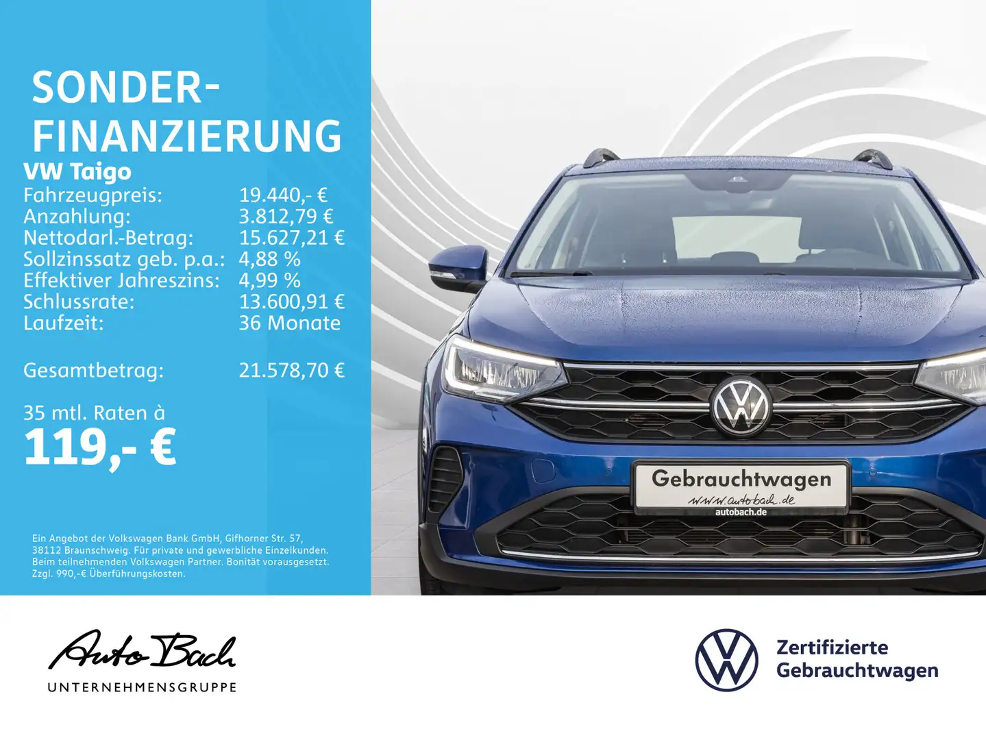 Volkswagen Taigo 1.0 TSI "Life" Navi LED Digital Cockpit EP Blau - 2