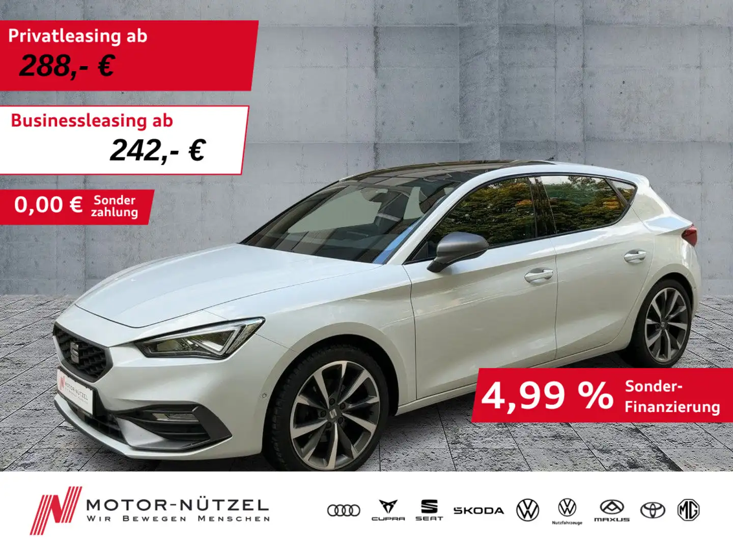 SEAT Leon 1.5 TSI FR LED+NAV+APP+ACC+PANO+SHZ+RFK+18" Weiß - 1
