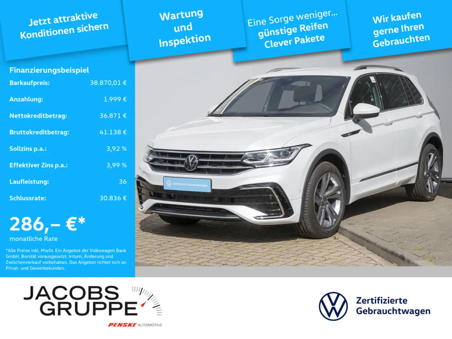 Volkswagen Tiguan R-Line 2.0 l TDI DSG IQ.Drive*Matrix*Leder Weiß - 1