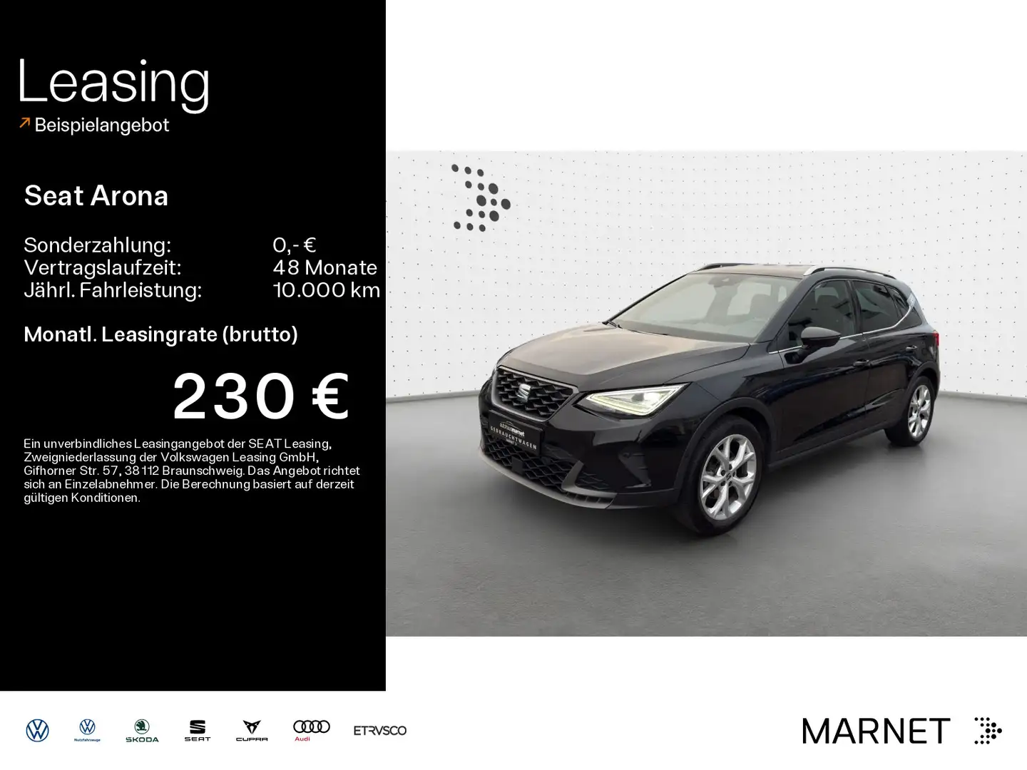 SEAT Arona FR-Line 1.5 TSI DSG*Navi*AHK*Kamera*Keyles Schwarz - 1