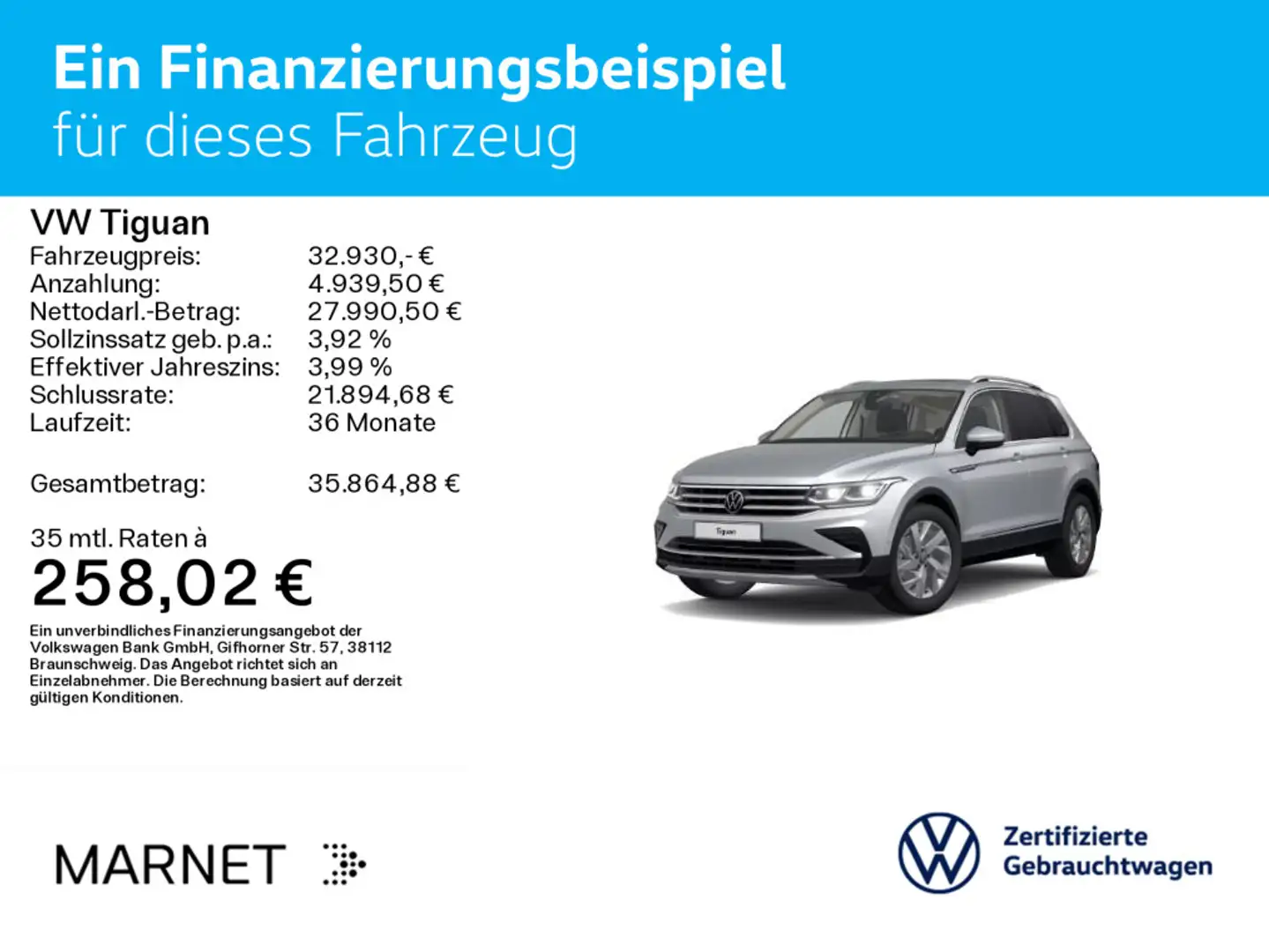 Volkswagen Tiguan 2.0 TDI DSG  Elegance* Navi* Pano* StHzg* Silber - 2