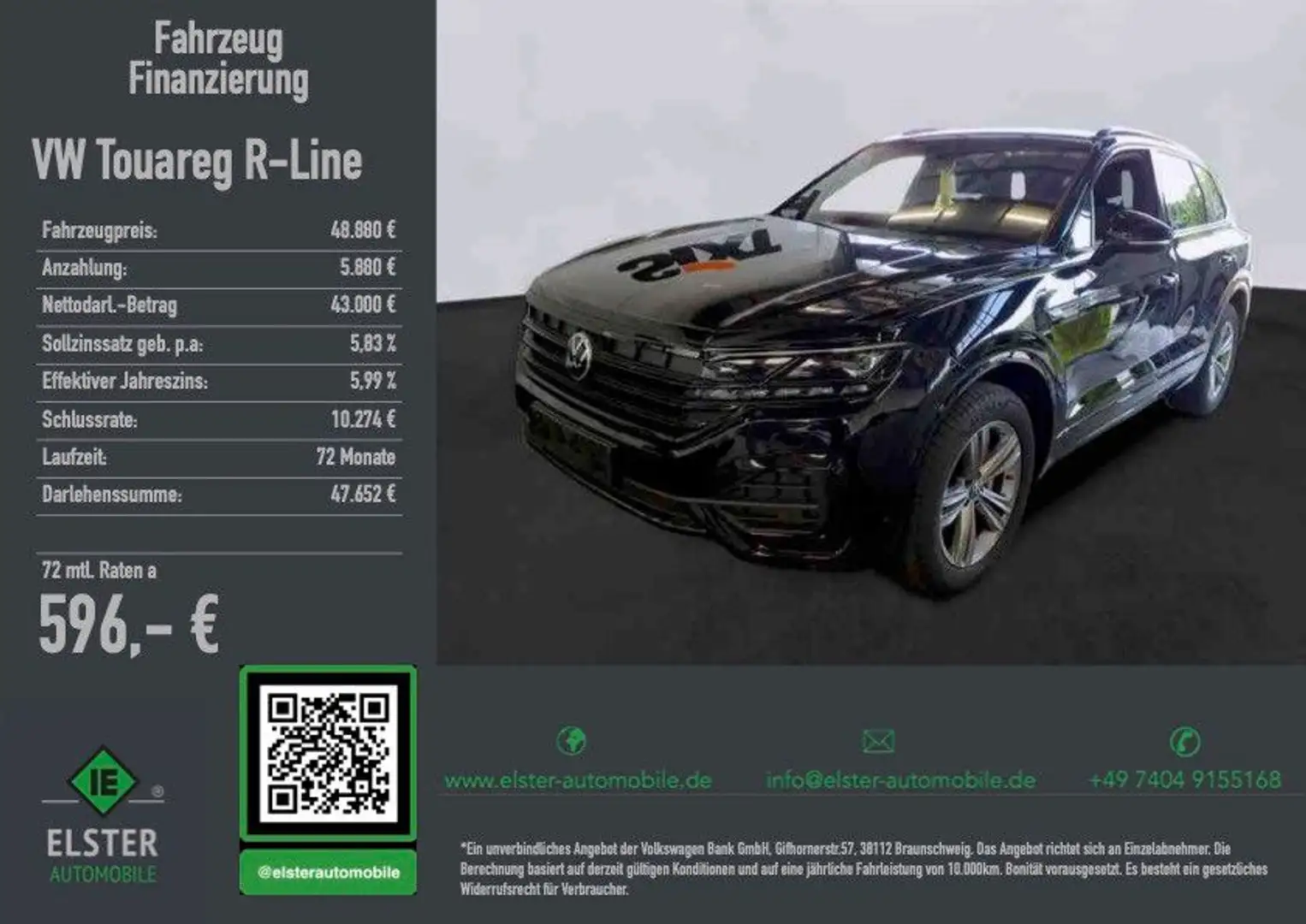 Volkswagen Touareg R-Line 4Mot,AHK,LED,Standh,Luft,Leder Schwarz - 1