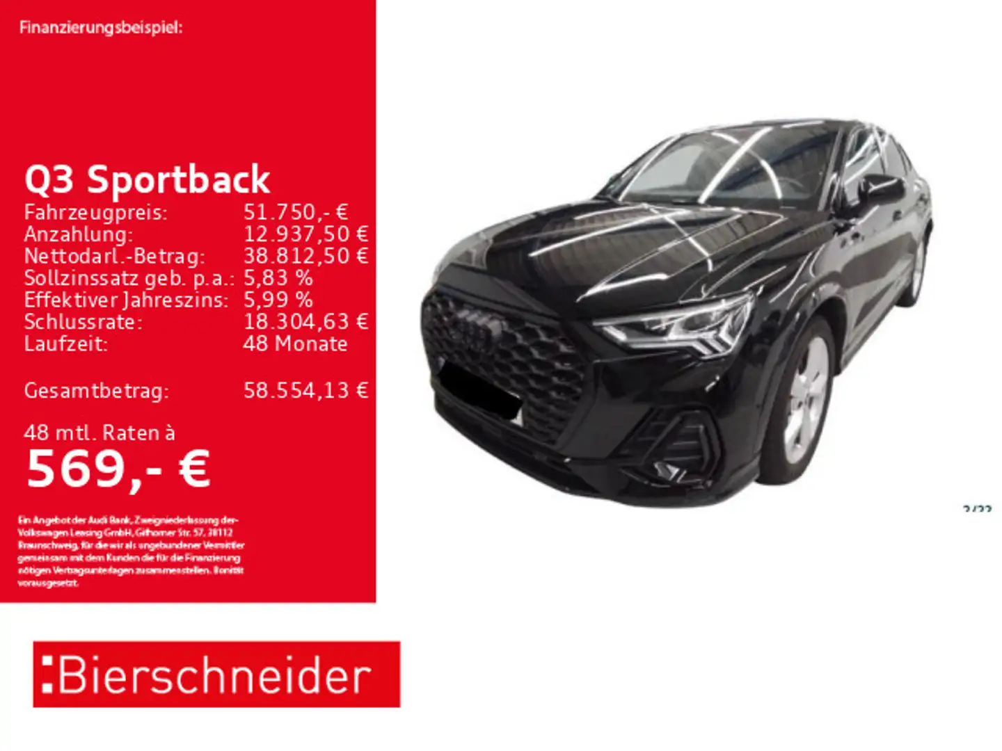 Audi Q3 40 TDI qu S line AHK PANO MATRIX 20 Schwarz - 1