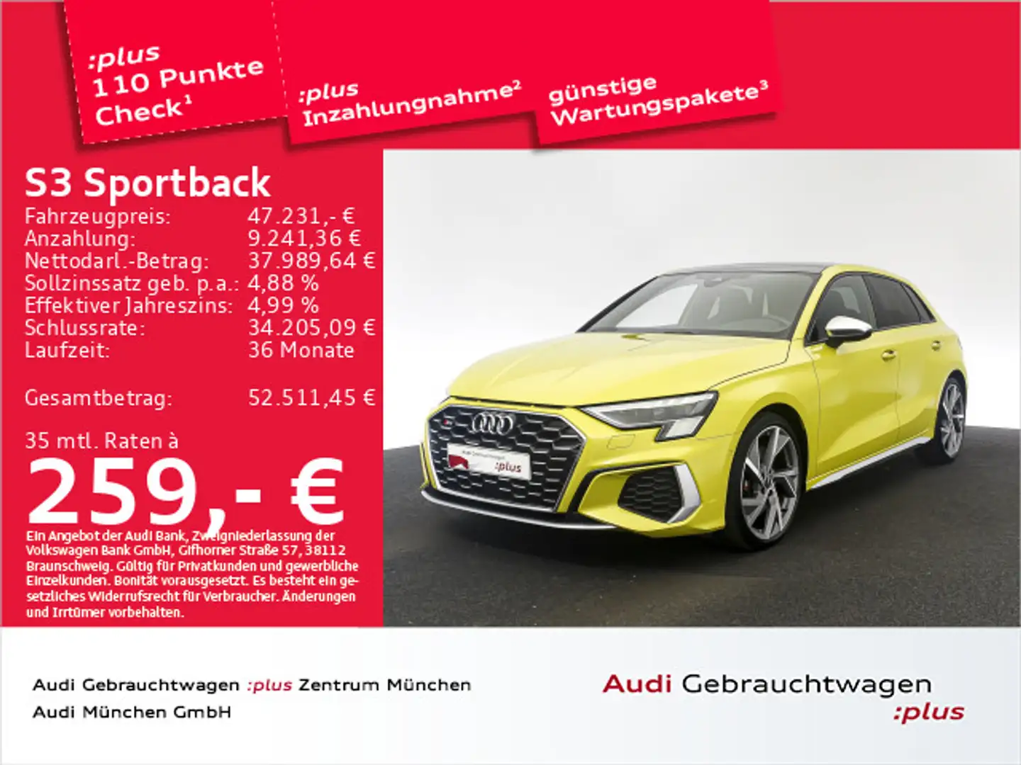 Audi S3 TFSI S tronic Pano/Navi+/HuD Gelb - 1