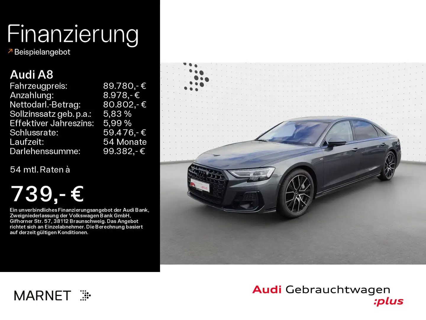 Audi A8 L 60 TFSI e quattro S line*Navi*Matrix*DVD*B& Grau - 1