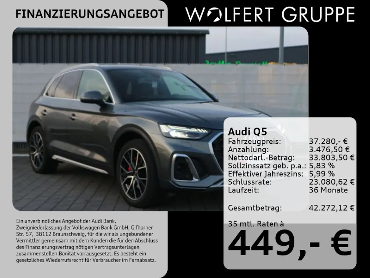 Audi Q5 S line 50 TDI quattro HEADUP*LUFT*B&O*360° Grau - 1