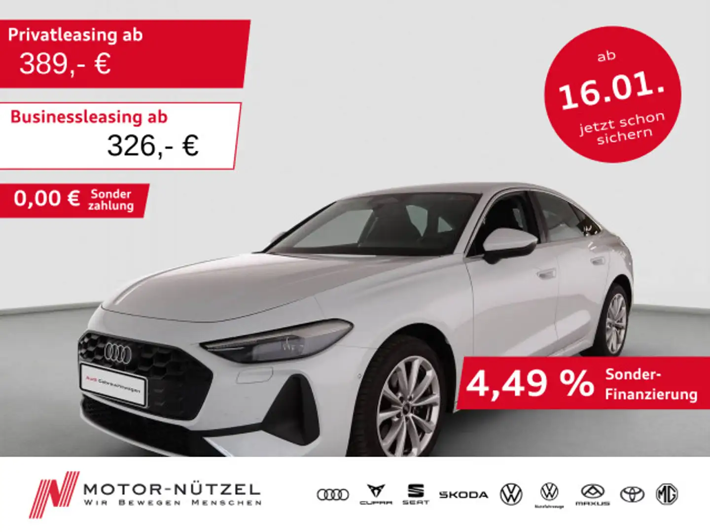 Audi A5 40 TFSI QU S-TR NAV+RFK+ACC+SHZ+18" Weiß - 1