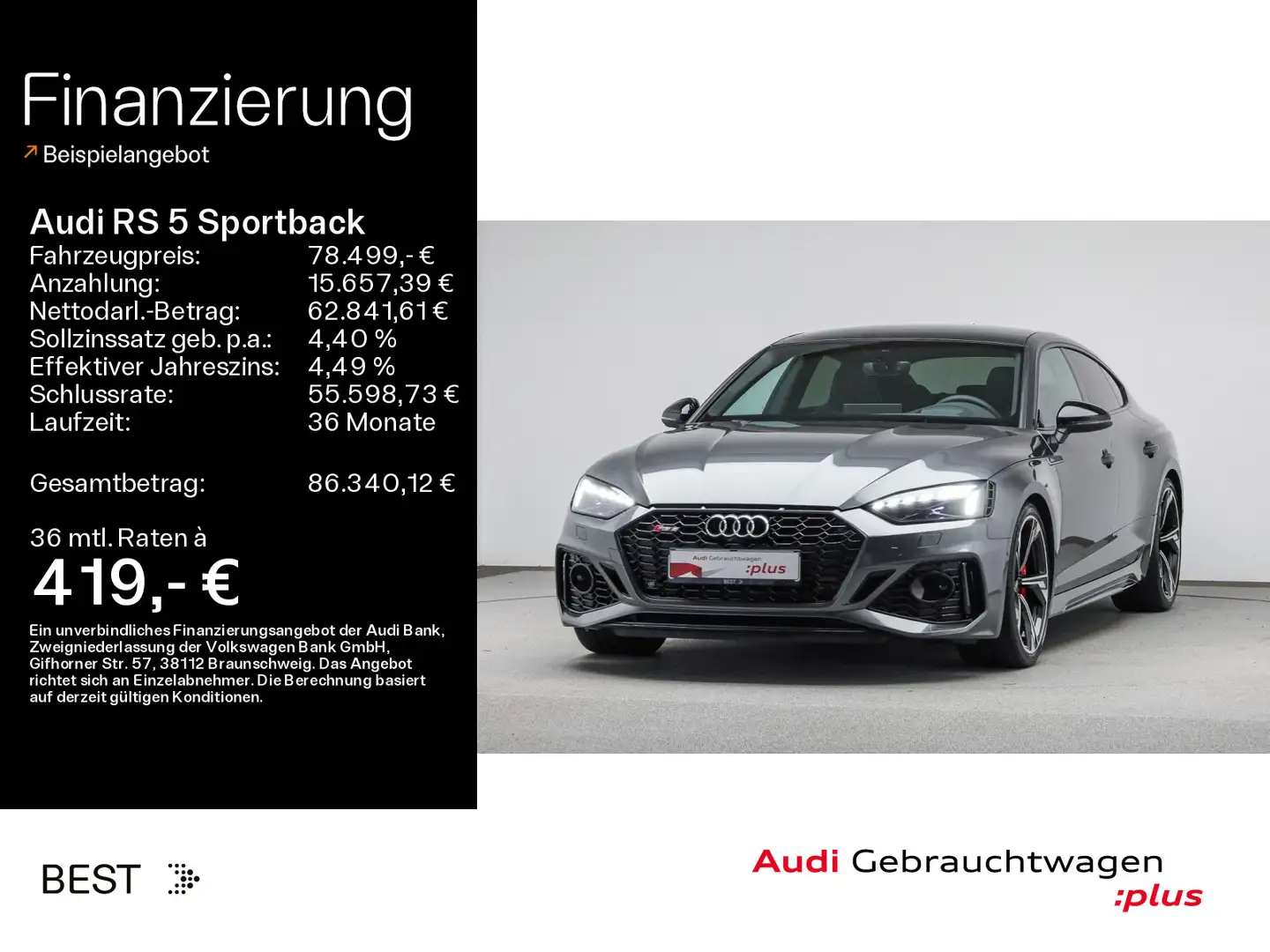 Audi RS5 *NAVI-PLUS*HUD*RS-AGA*PANO*LASER*2 Grau - 1