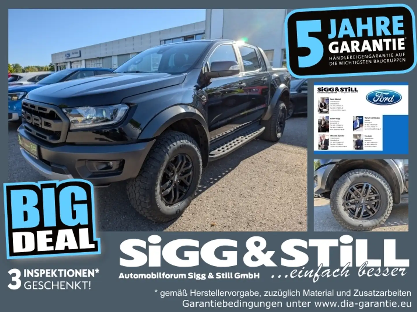 Ford Ranger Raptor DOKA AHK*LED*NAVI*STANDH*SHZ*CAM Noir - 1