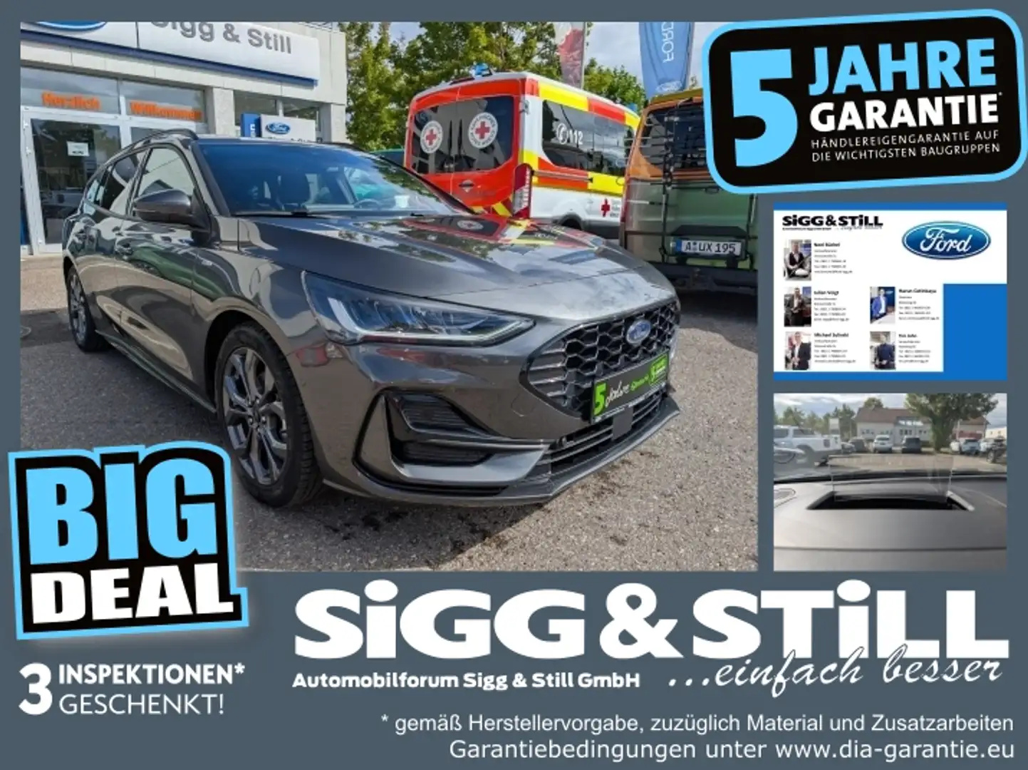 Ford Focus Turnier 1.0 ST-Line LED*ACC*HUD*NAV*SHZ*PDC Gris - 1