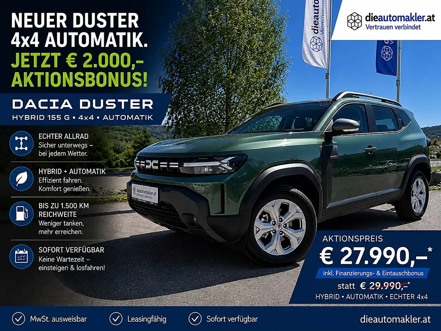Dacia Duster Hybrid-G 150 4x4 Automatik | AKTION € 27.990,- Grün - 1