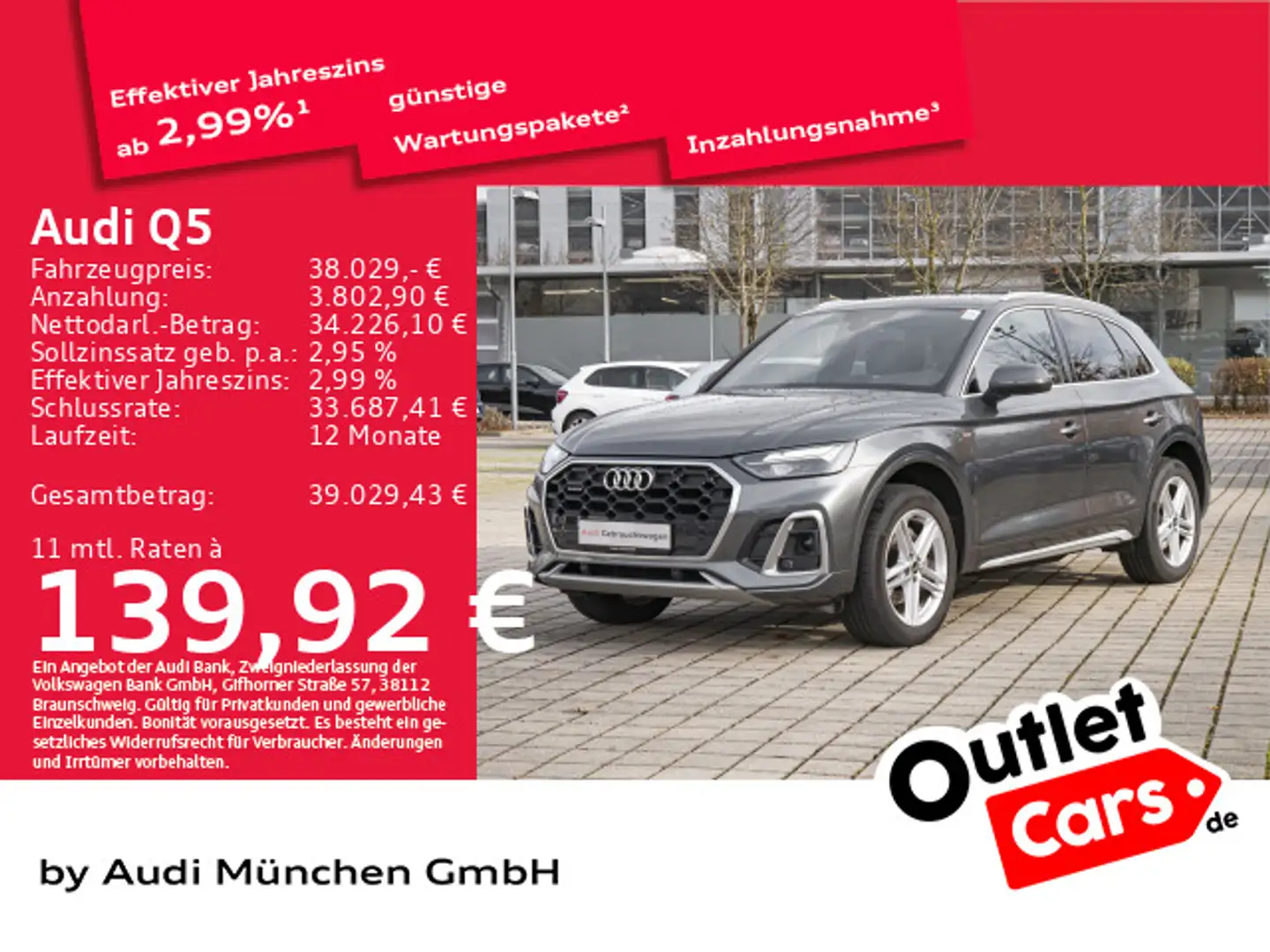Audi Q5 40 TDI S tronic qu. 2x S line AHK/Virtual+/Ka Grau - 1
