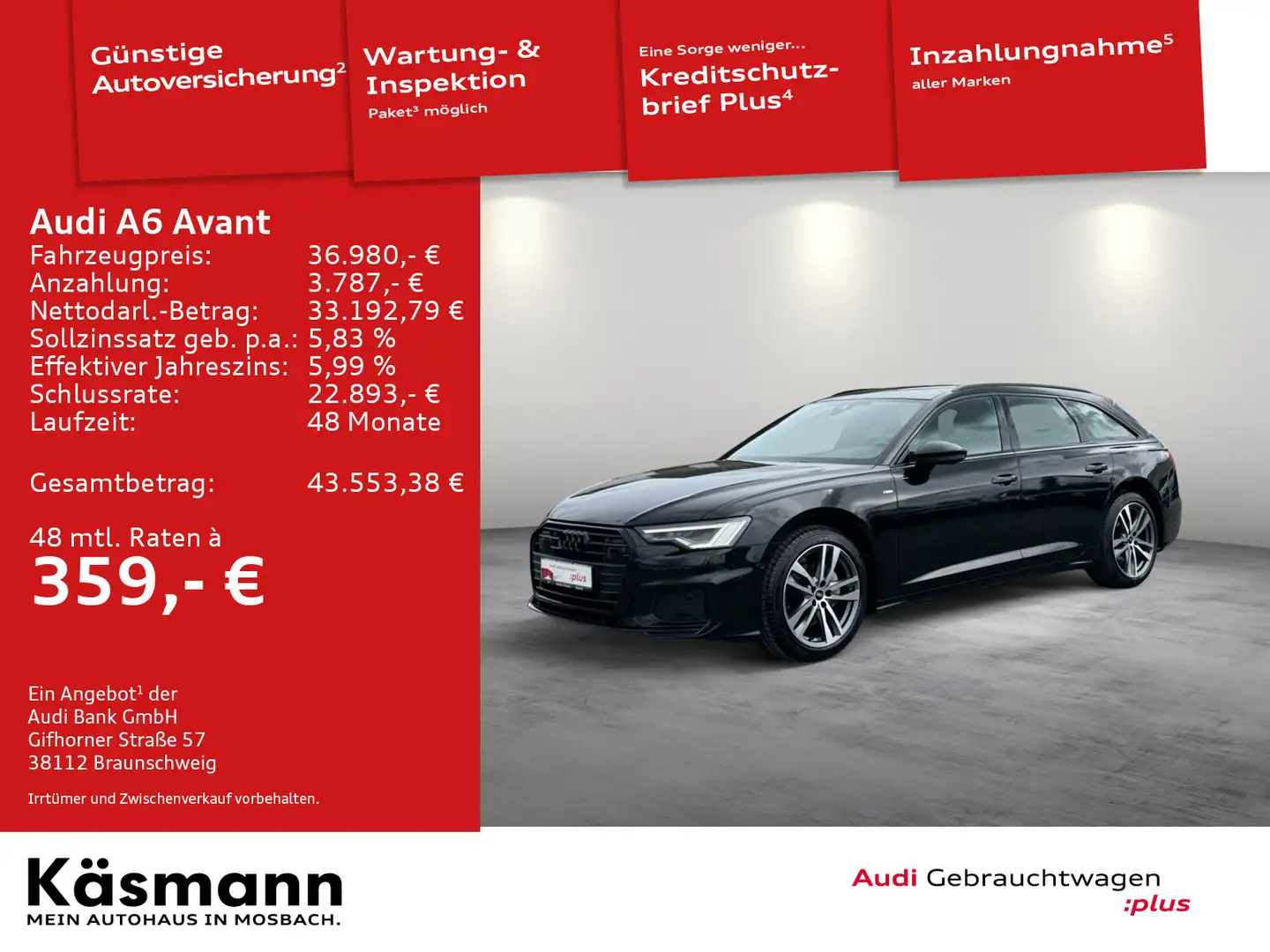 Audi A6 sport 40TDI qu S line MATRIX PANO KAM Schwarz - 1
