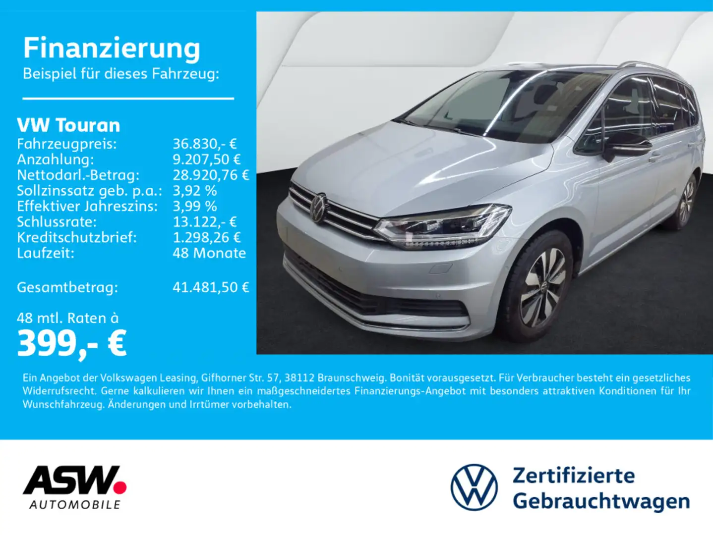 Volkswagen Touran Goal 2.0TDI DSG 7-Sitzer AHK Navi ACC LED Silber - 1
