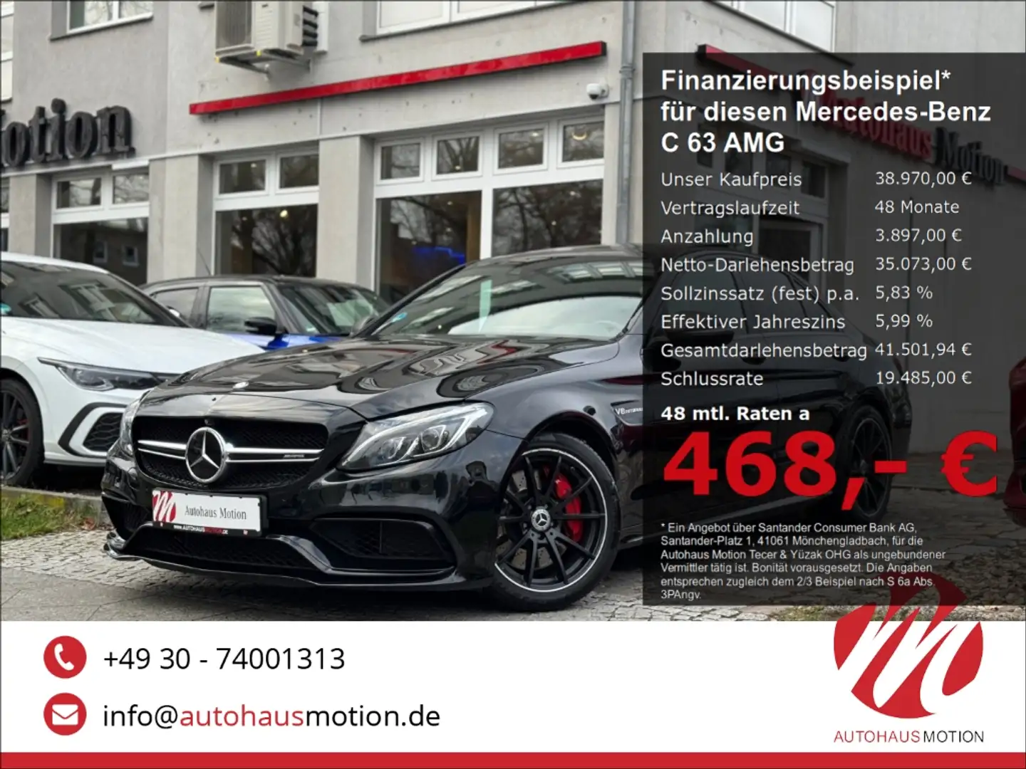 Mercedes-Benz C 63 AMG Sportauspuff Pano Comand 360 Kamera HUD Zwart - 1