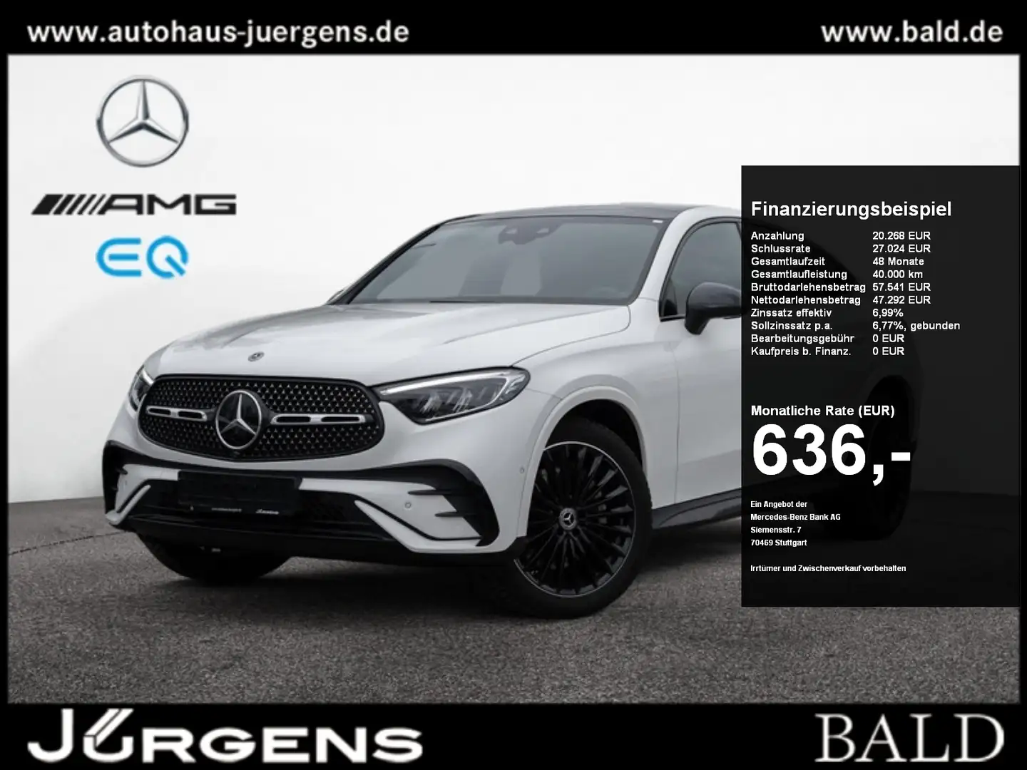 Mercedes-Benz GLC 300 d 4M Coupé AMG-Sport/360/Pano/Burm/AHK Weiß - 1