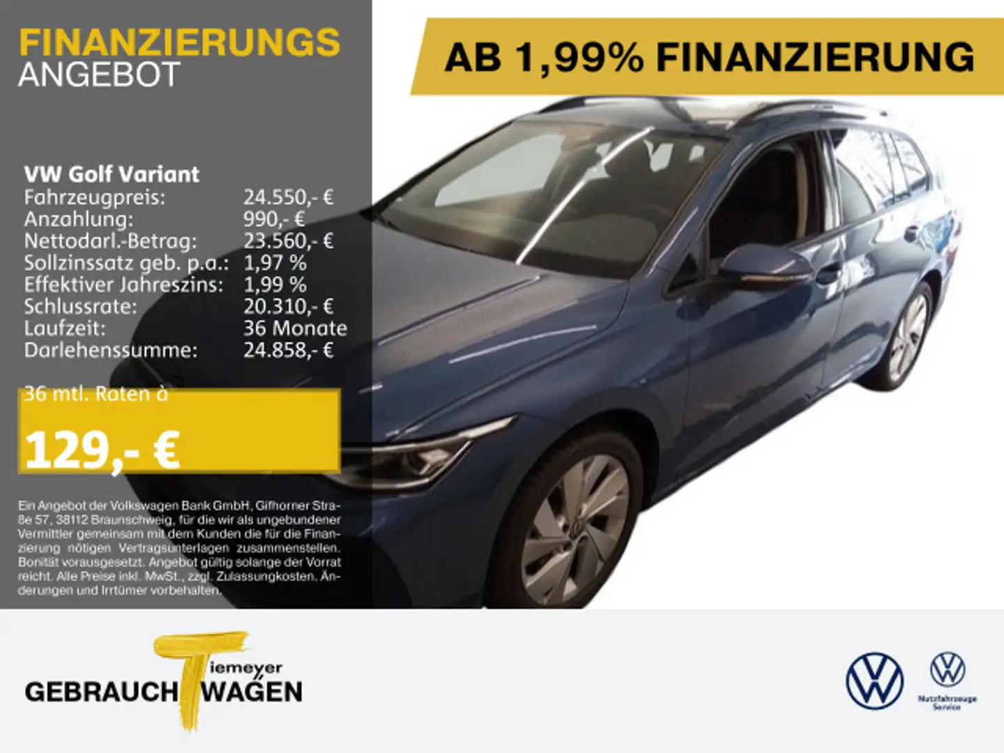 Volkswagen Golf Variant 1.5 TSI LIFE LED+ SITZH LM17 Blau - 1