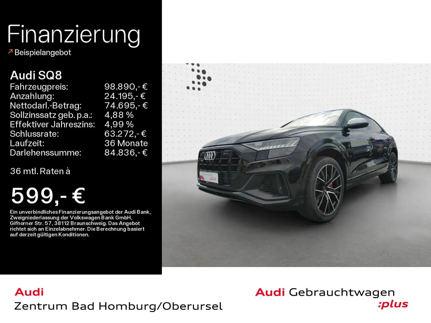 Audi SQ8 4.0 TFSI quattro*Navi*Matrix*Alu*HUD*B&O*AHK Noir - 1