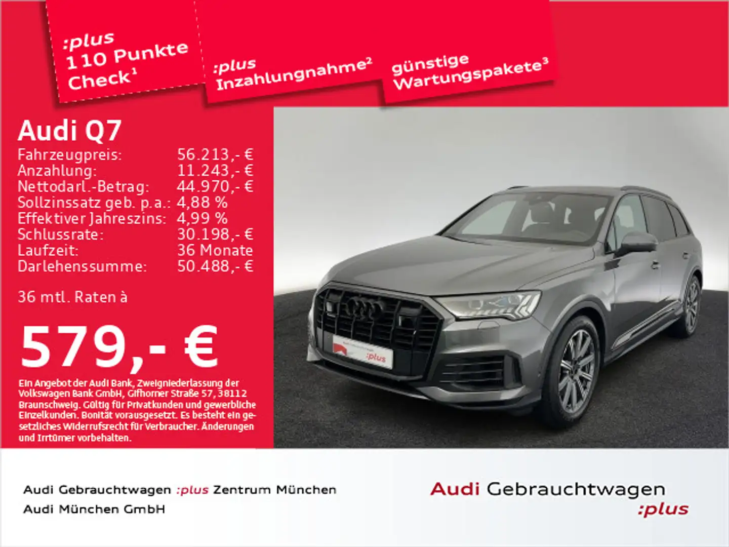 Audi Q7 55 TFSI e qu. 21"Zoll/Laser/B&O/Massage Grijs - 1