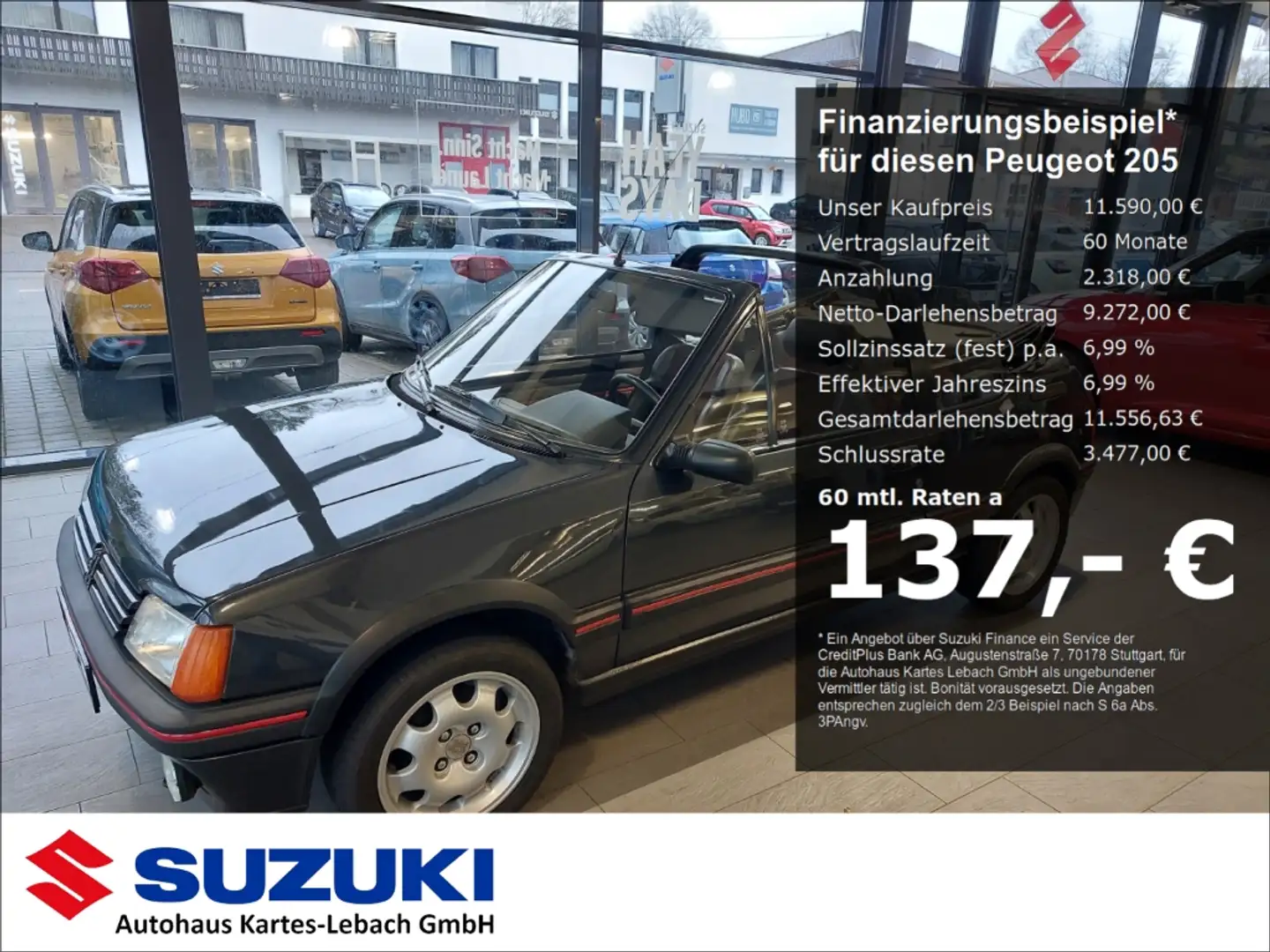 Peugeot 205 CTI Cabriolet Oldtimer Gewerbe Negro - 1