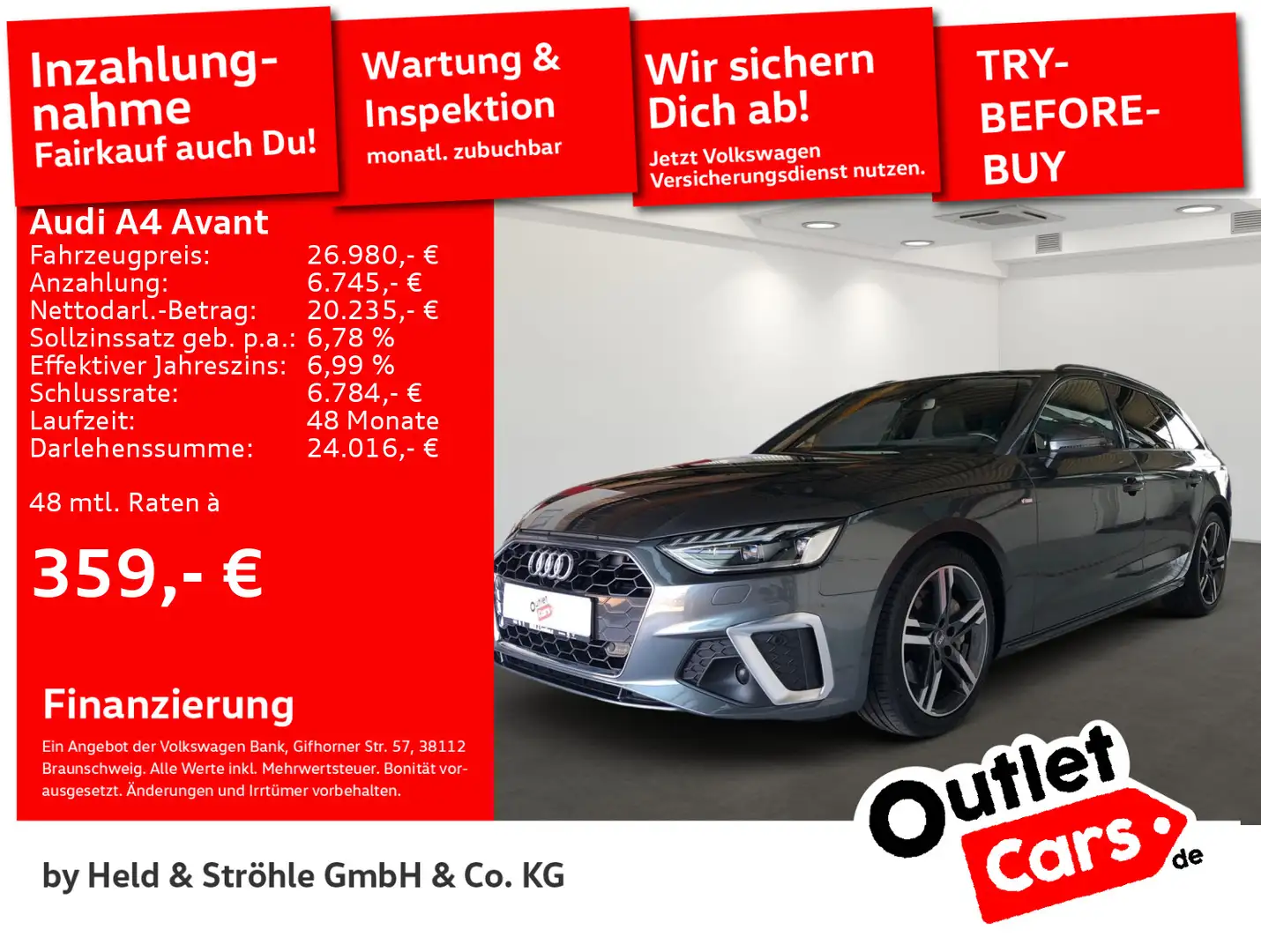 Audi A4 S line 40 TDI AHK PANO NAV+ MATRIX TOUR Gris - 1