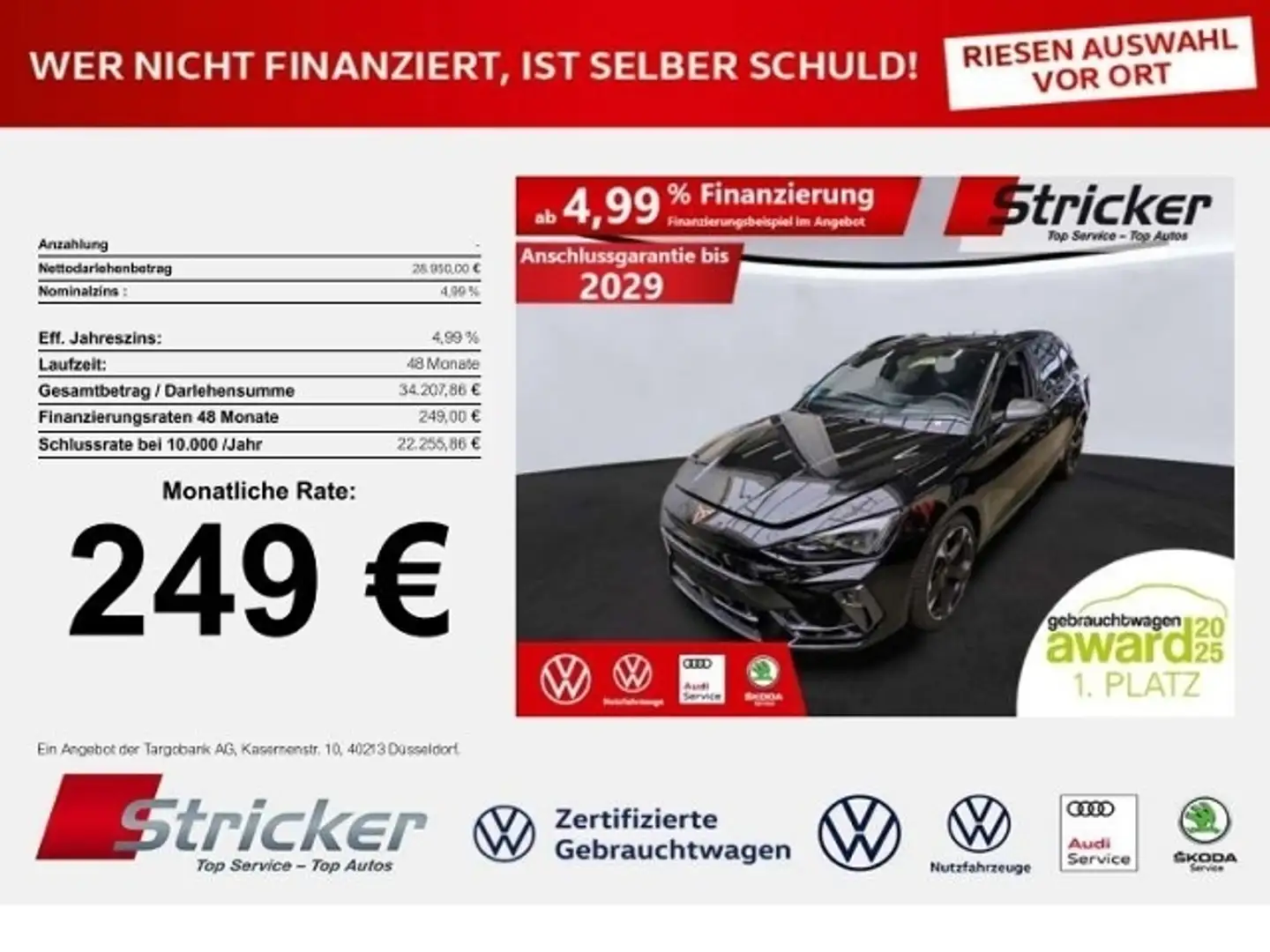 CUPRA Leon SP 1.5eTSI DSG 249,-ohne Anzahlung Navi Kamera Schwarz - 1