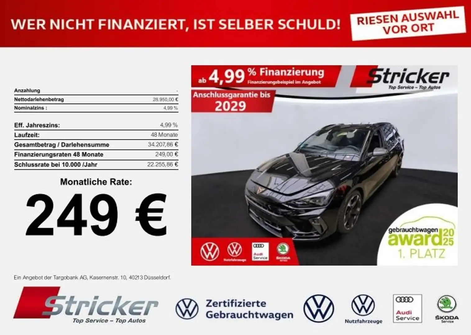 CUPRA Leon SP 1.5eTSI DSG 249,-ohne Anzahlung Navi Kamera Schwarz - 2