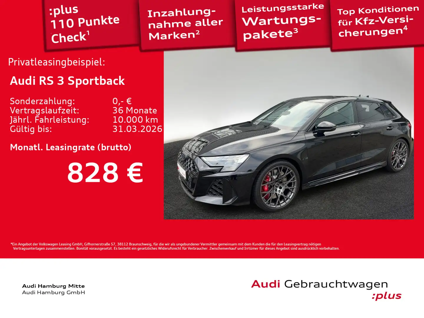 Audi RS3 RS3 Sportback quattro S tronic Navi Pano Sportab Schwarz - 1