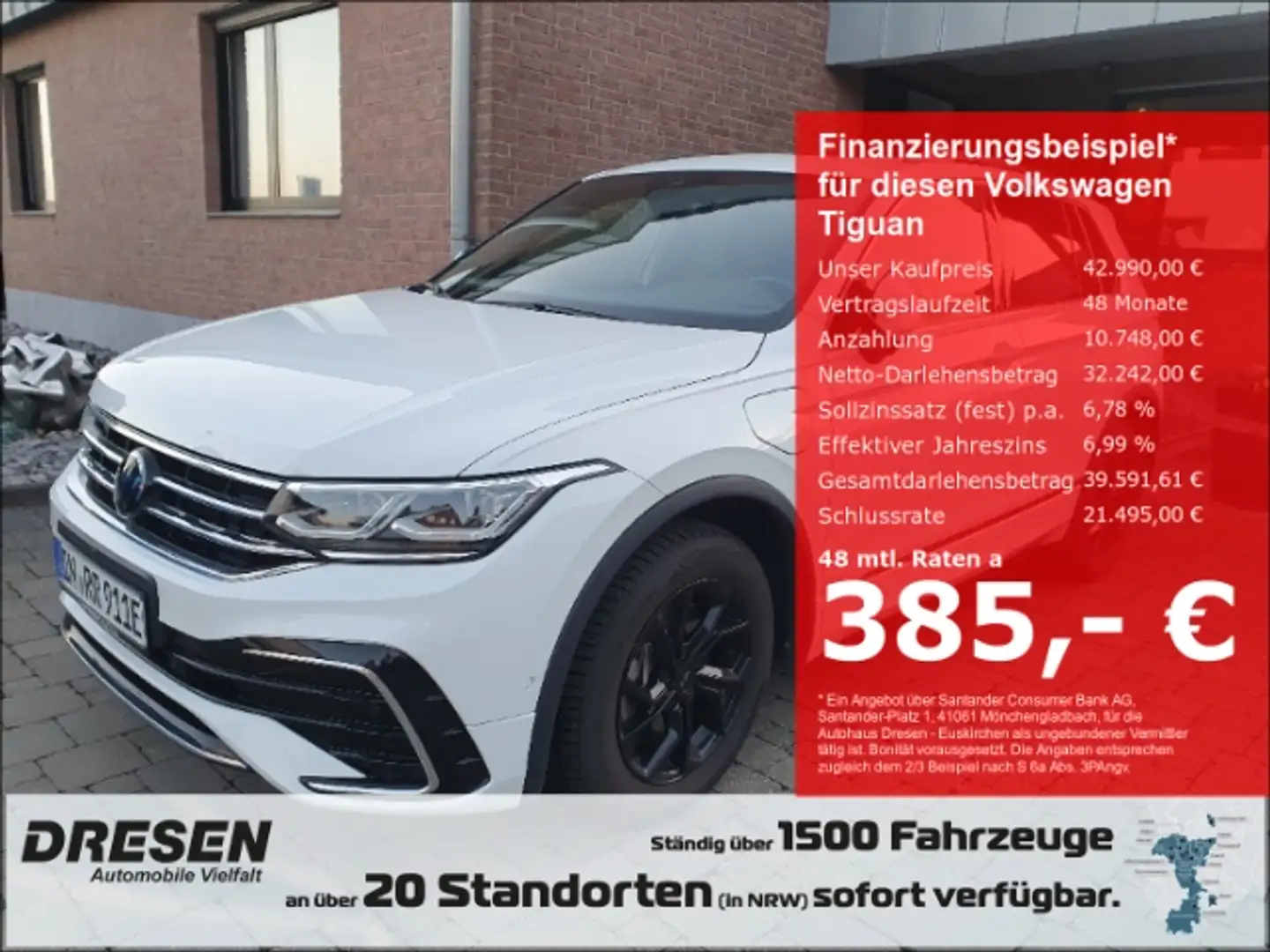 Volkswagen Tiguan R-Line Plugin/ AHK schwenkbar/ Panorama-Schiebedac Weiß - 1