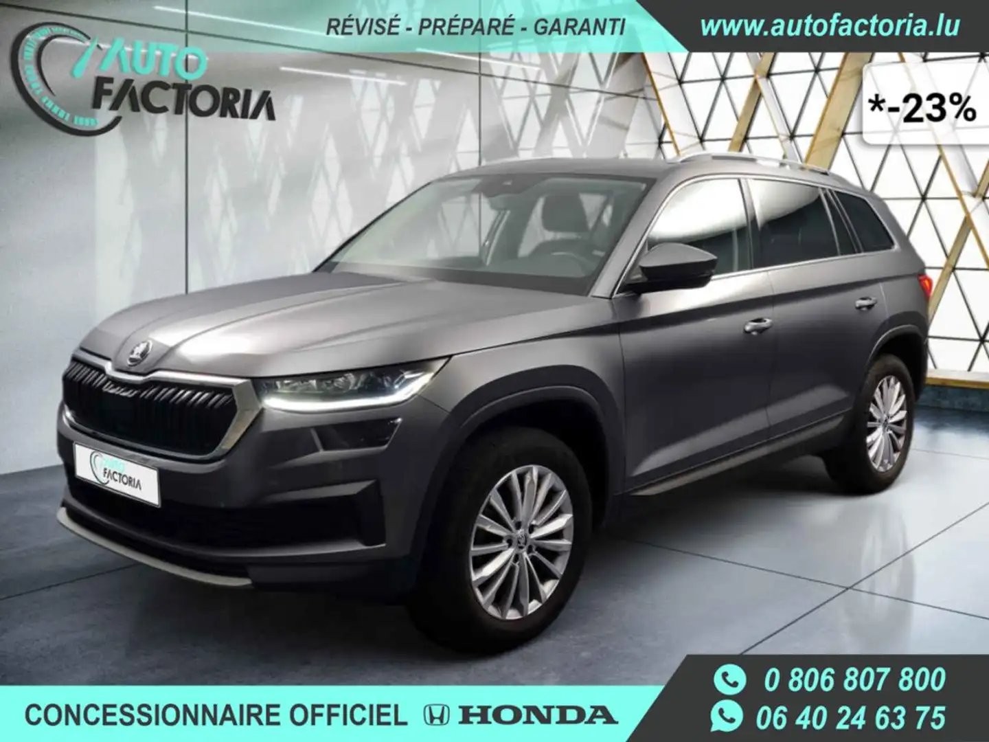 Skoda Kodiaq -23% 1.5 TSI 150 BVA 7PL +MIRRORLINK+CAM+Opts Gris - 1